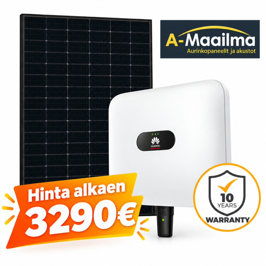 Aurinkosähköjärjestelmä 4.1 kWp asennettuna huawein invertterillä