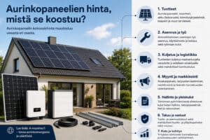 Aurinkopaneelien hinta 2026 asennettuna.